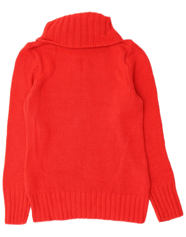 vintage Femmes Roll Neck Jumper Pull UK 12 Laine Rouge Moyenne