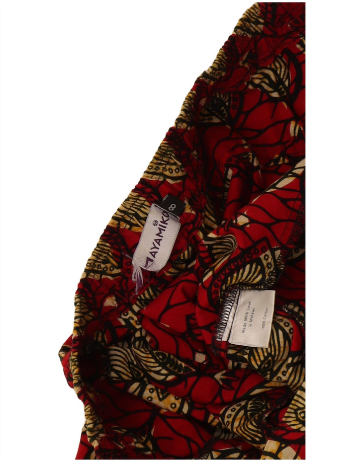 Mayamiko Pantalon court à motif abstrait pour femme US 8 Medium W30 L26 Rouge