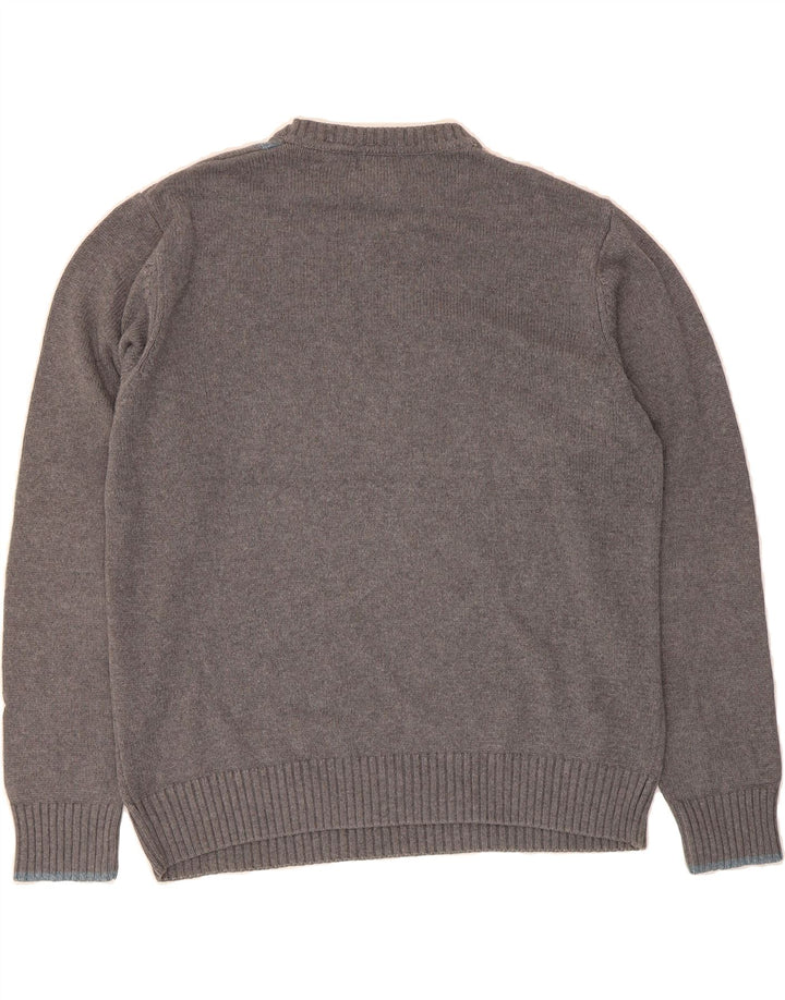 DOCKERS Mens Crew Neck Jumper Sweater Large Grey Argyle/Diamond Cotton Vintage Dockers and Second-Hand Dockers from Messina Hembry 