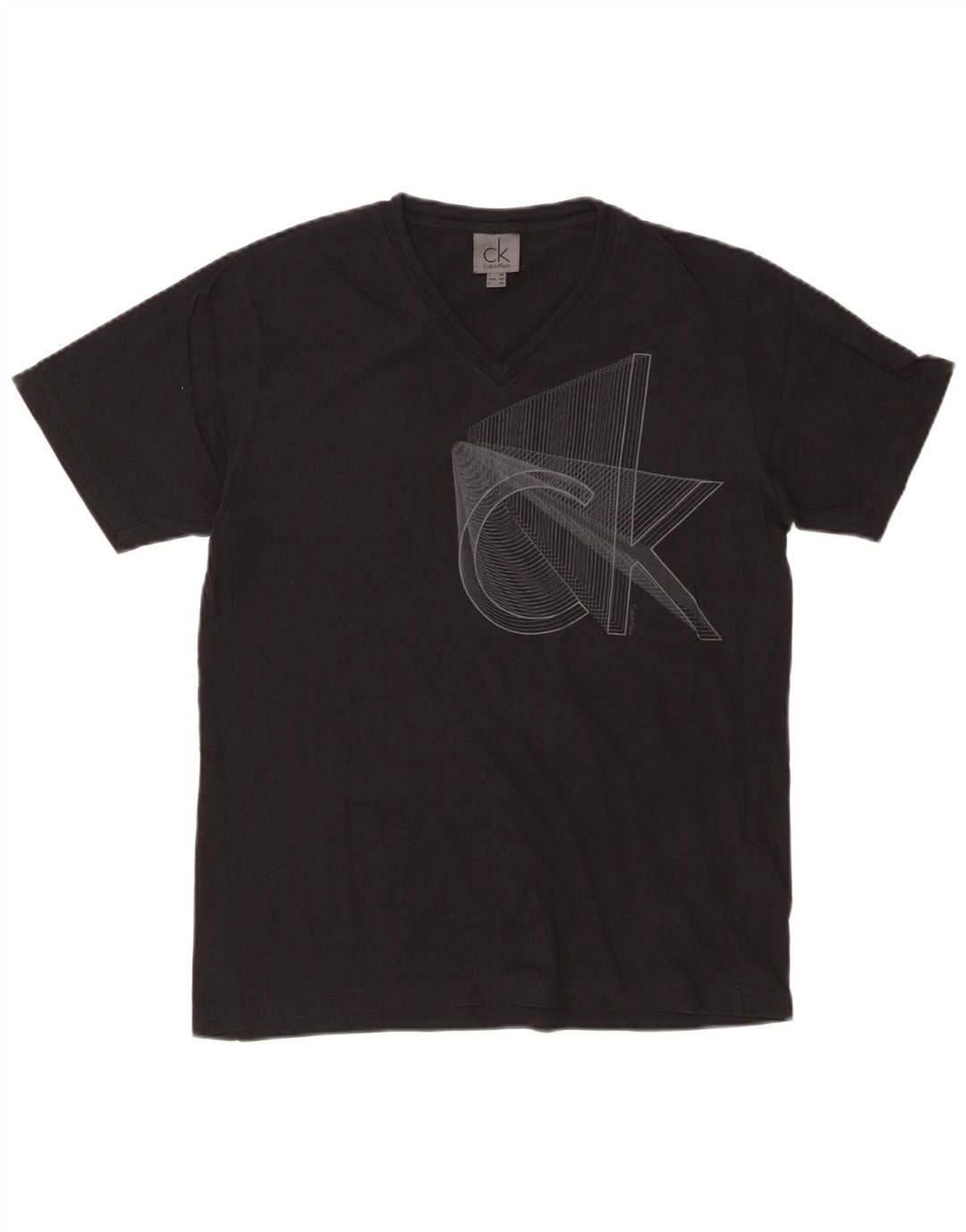 CALVIN KLEIN T-Shirt Graphique Homme Top IT 50 Coton Noir Moyen
