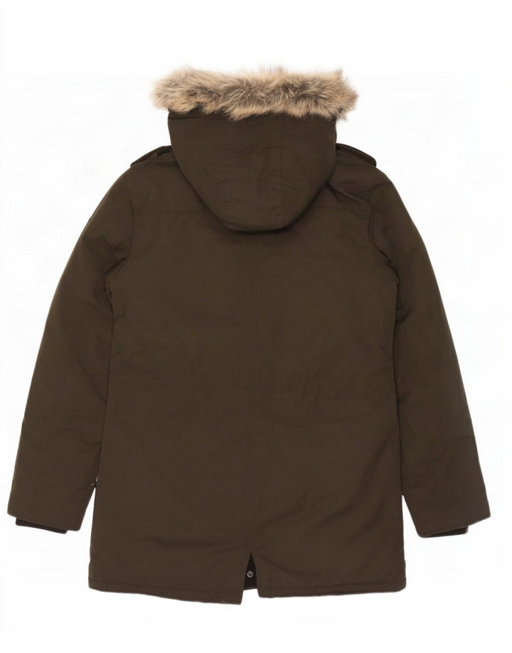 Guess Parka militaire à capuche pour homme UK 40 Large Kaki Polyester