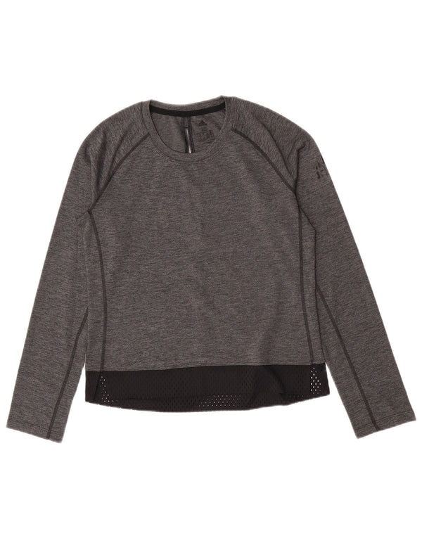 Adidas Haut à manches longues pour femme UK 4/6 XS Gris Colorblock Polyester
