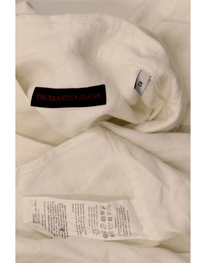 Trussardi Chemise Homme Taille 43 Grand Lin Blanc
