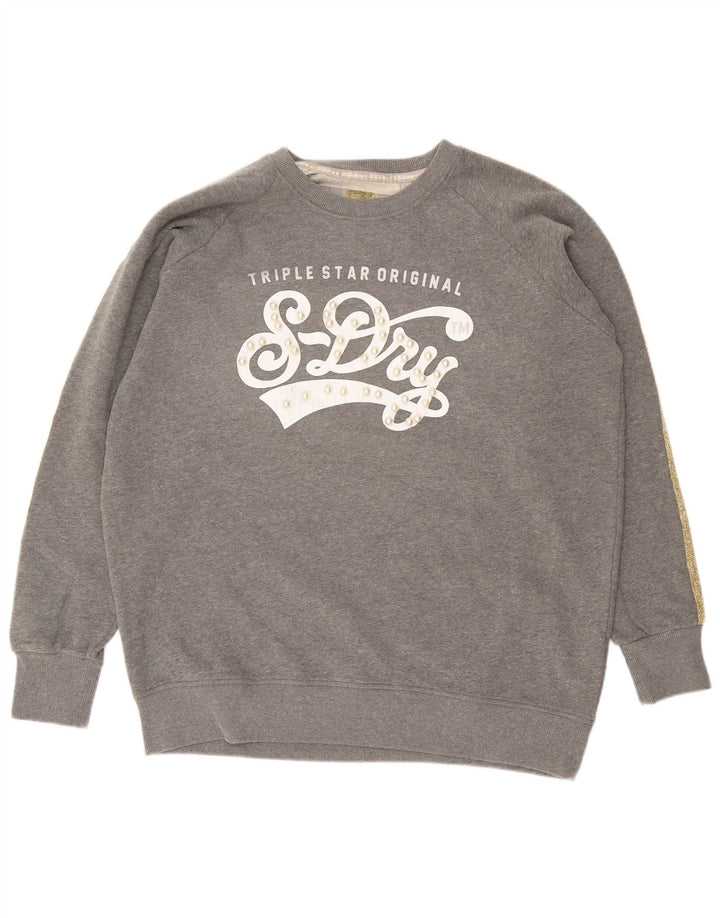 Superdry Sweat-shirt surdimensionné pour femme UK 14 Gris moyen Colourblock