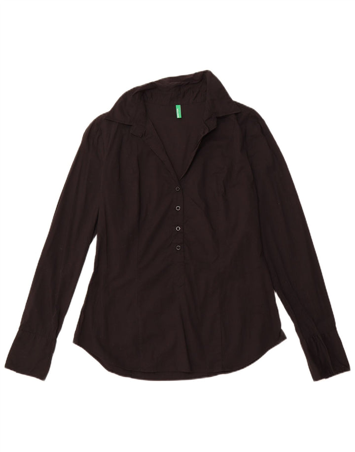 BENETTON Chemise pull femme UK 16 Large Noir Coton