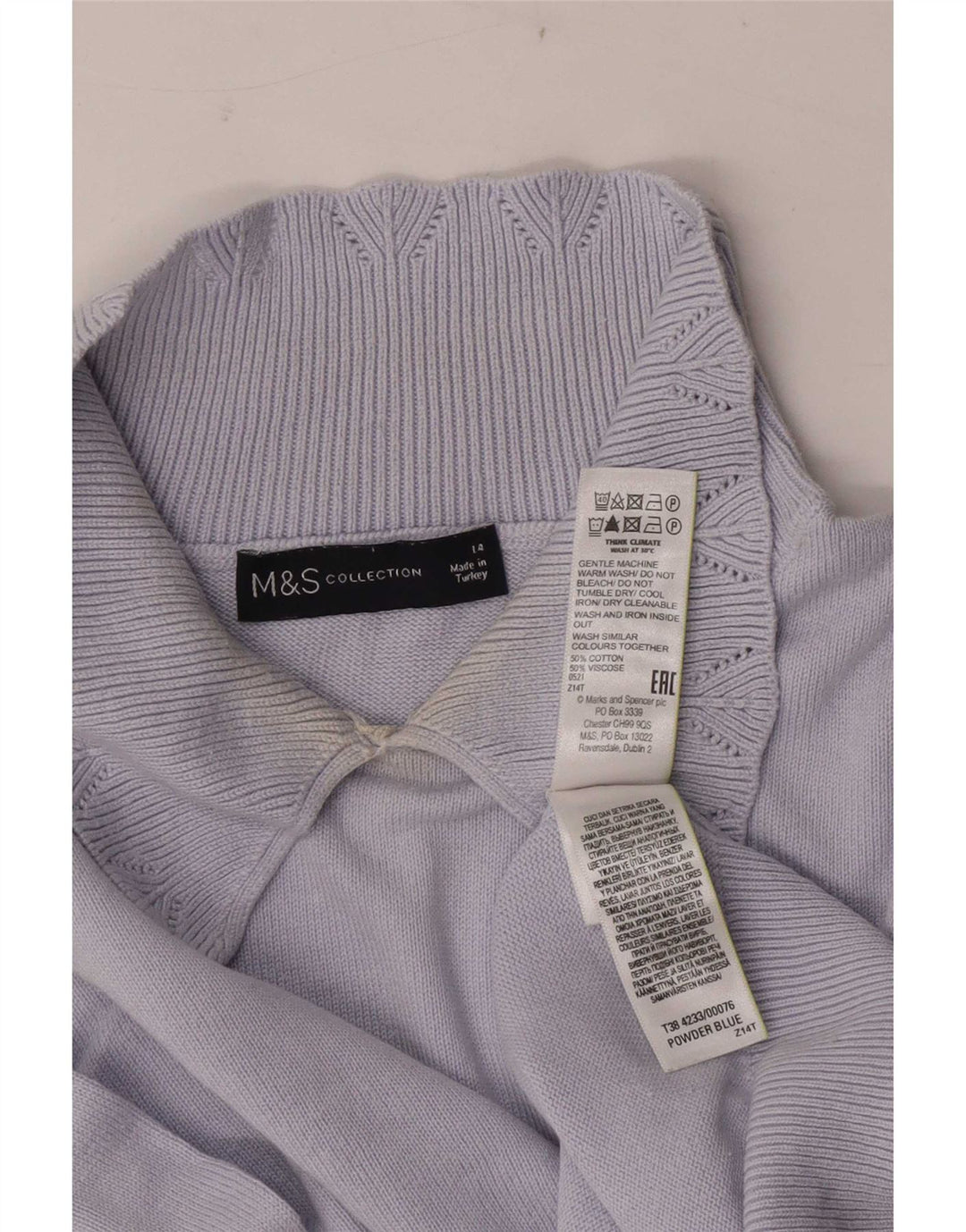 Marks & Spencer Pull à col polo pour femme UK 14 Large Bleu