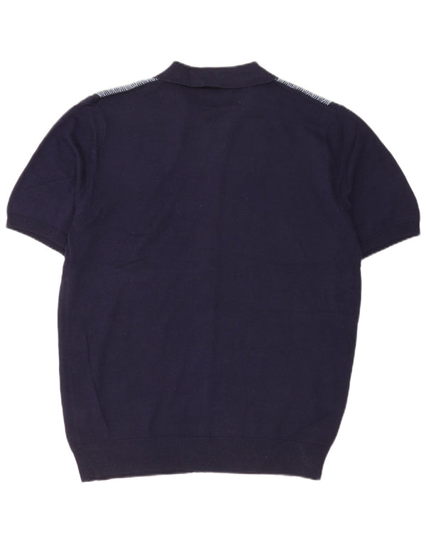 Pierre Cardin Chemise en tricot à manches courtes pour homme Bleu marine moyen géométrique