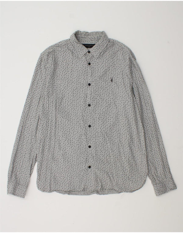 All Saints Chemise Homme Large Gris Pois Coton