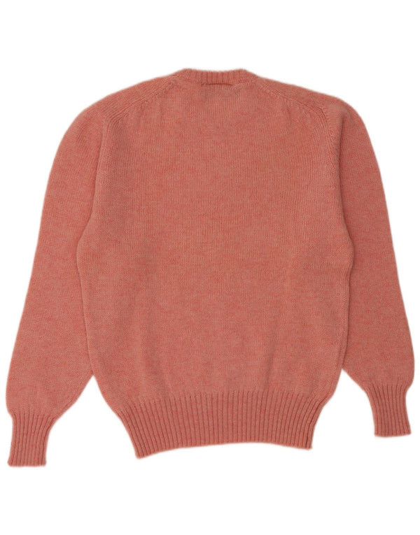 vintage Womens Crew Neck Jumper Pull UK 14 Moyen Rose Nouvelle Laine