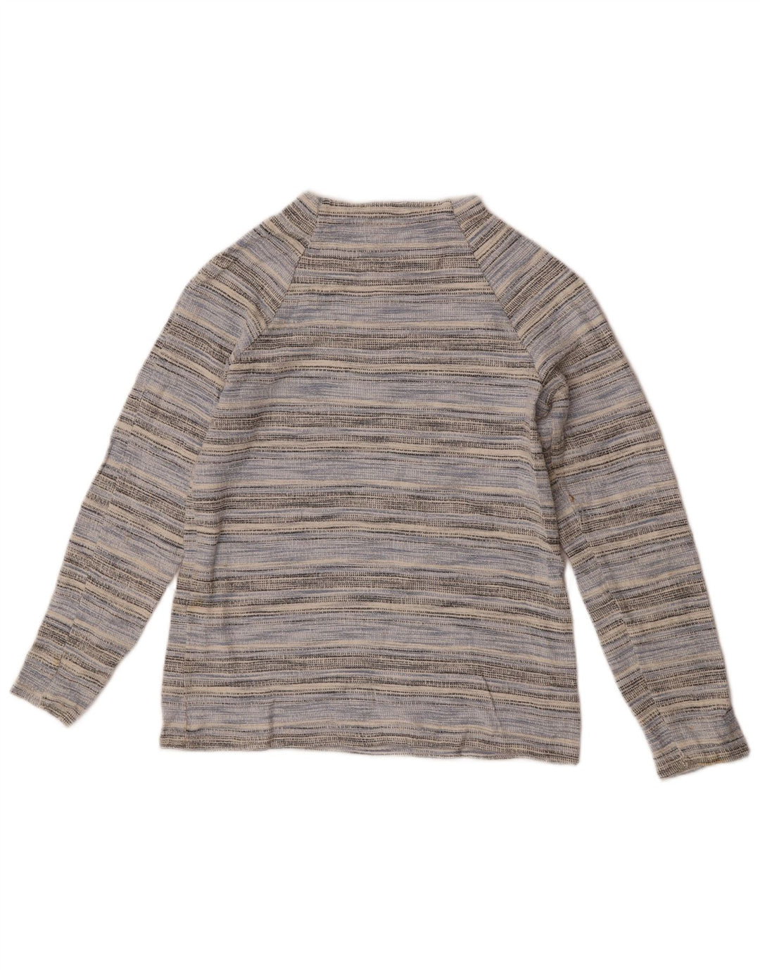 Oasis Haut Femme Manches Longues UK 10 Petit Bleu Rayé Coton