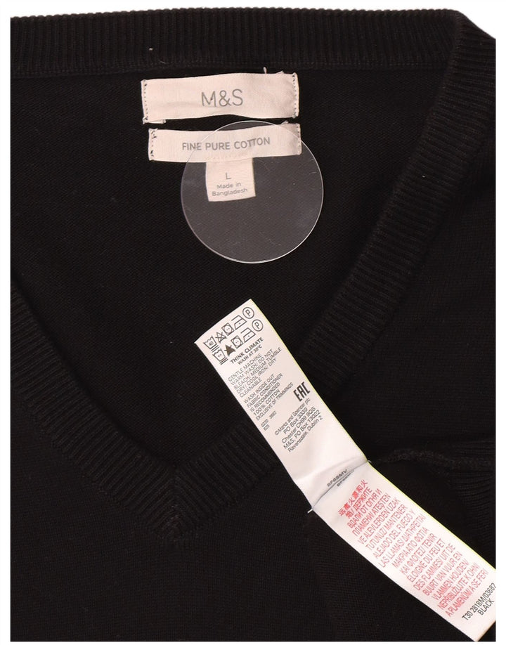 Marks & Spencer Pull col V pour homme en coton noir Taille L