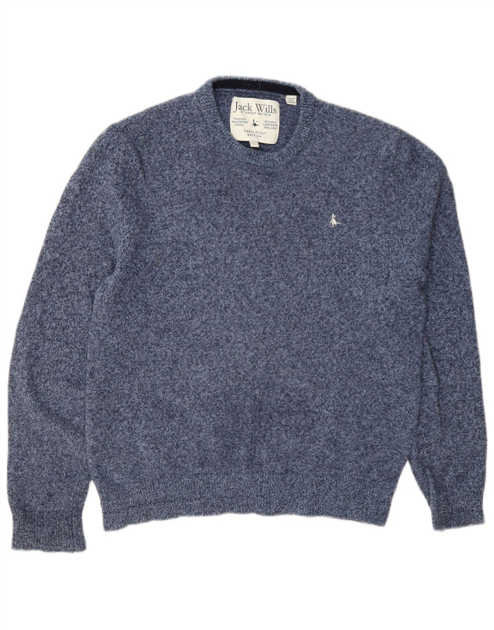 Jack Wills Pull à col rond pour homme en laine mouchetée bleue