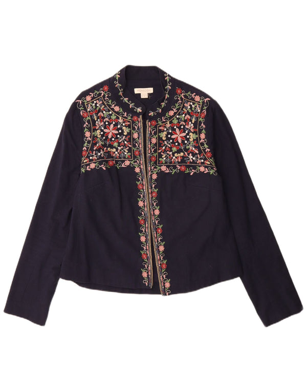 MONSOON Chemisier pour femme UK 12 en coton floral bleu marine moyen