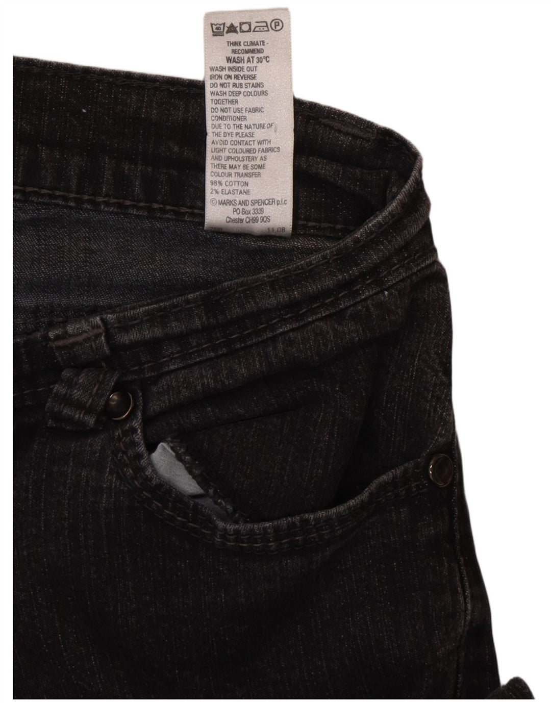 Marks & Spencer Jean bootcut pour femme UK 10 Small W27 L29 Coton noir