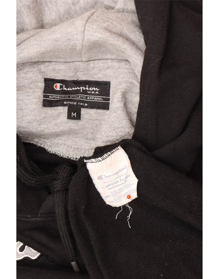 CHAMPION Mens Graphic Hoodie Jumper Medium Black Cotton