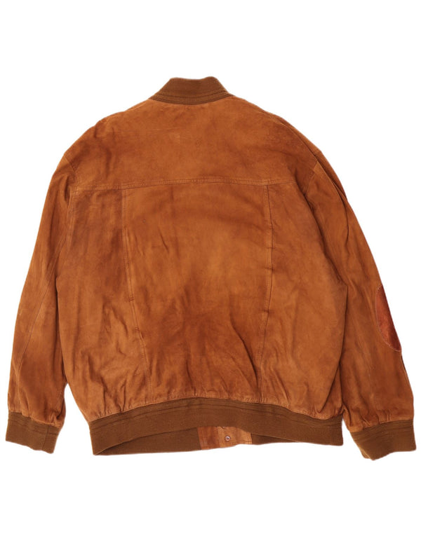 Veste Bomber En Daim Vintage Homme IT 62 5XL Cuir Beige