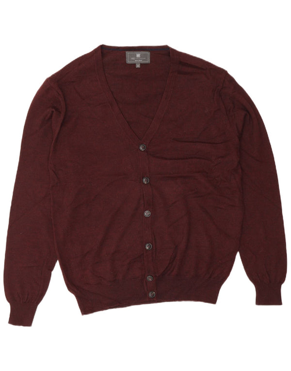 Marks & Spencer Pull Cardigan Homme Acrylique Bordeaux Moyen