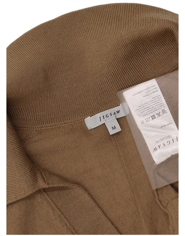 Jigsaw Pull à col polo pour femme UK 12 Laine beige moyen