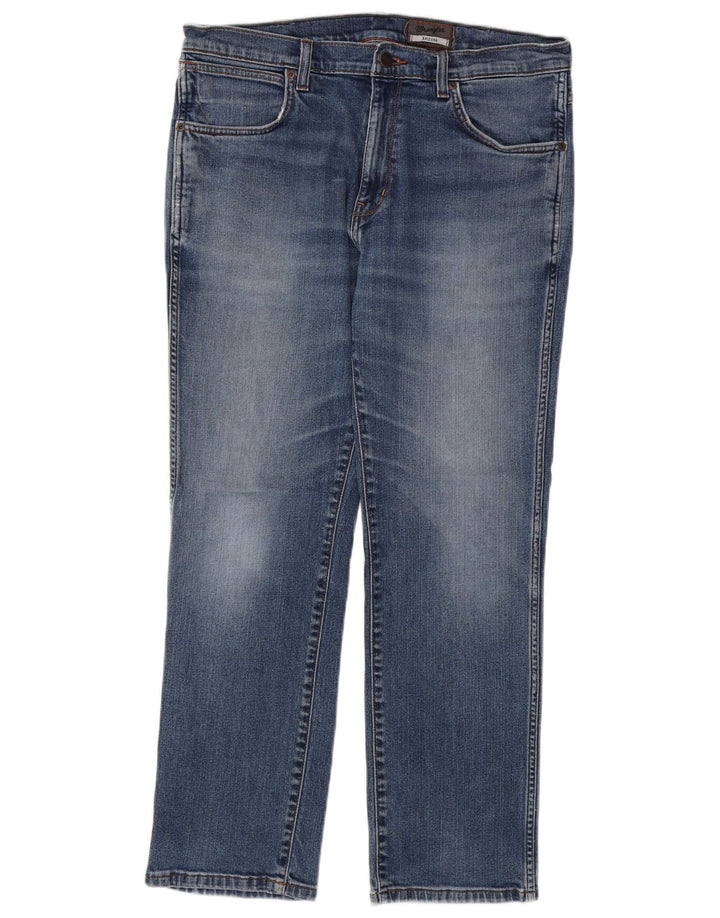 WRANGLER Jean Droit Stretch Homme Arizona W36 L30 Bleu Coton