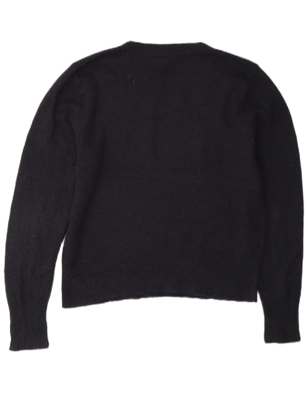 Oasis Pull graphique à col rond pour femme UK 16 Large Bleu marine Acrylique