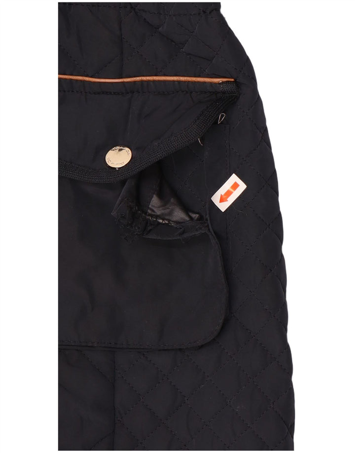 Massimo Dutti Veste matelassée à capuche pour femme UK 12 Bleu marine moyen Polyester