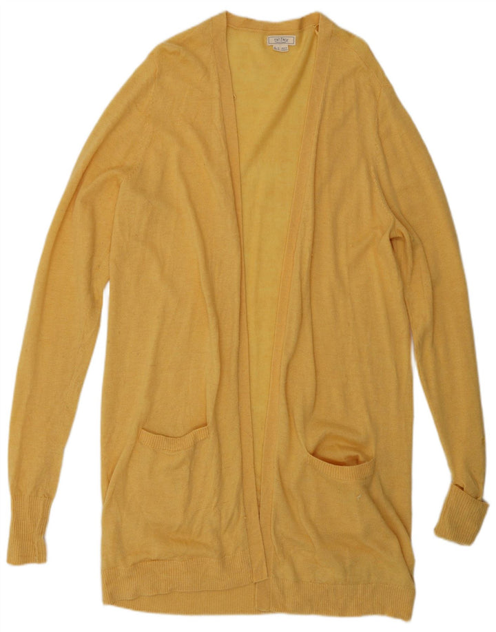 FAT FACE Cardigan ouvert long pour femme en laine jaune moyen UK 14
