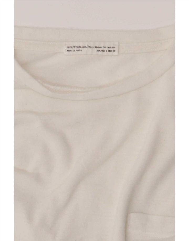 Zara Femme Trafaluc Top Manches Longues UK 10 Petit Blanc