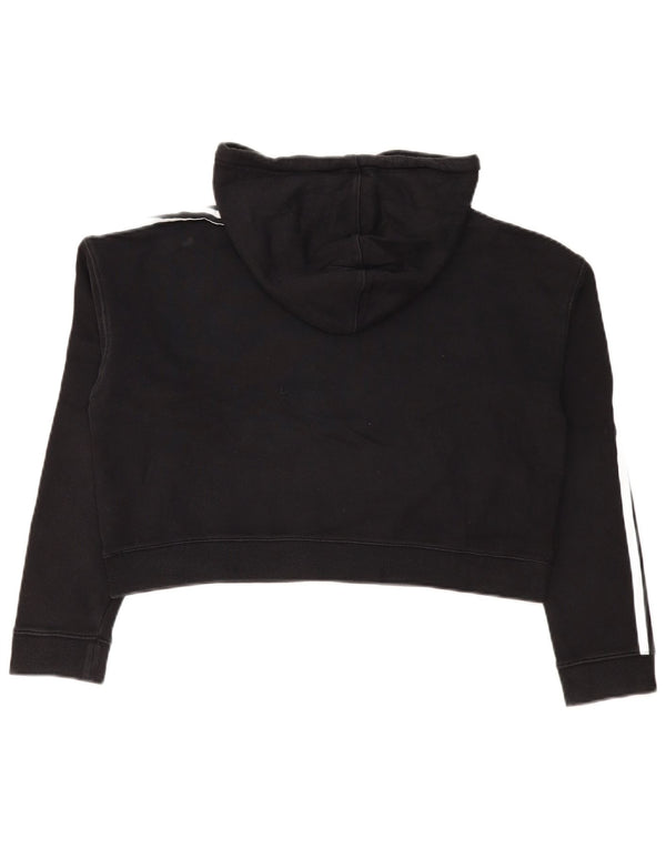 Adidas Sweat à capuche court surdimensionné pour femme UK 10 Petit Noir Colorblock