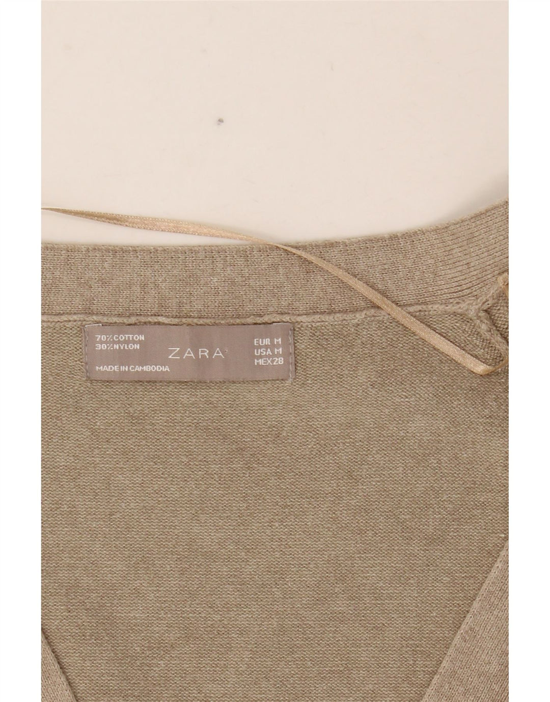 ZARA Femme Cardigan Pull UK 12 Moyen Beige Coton