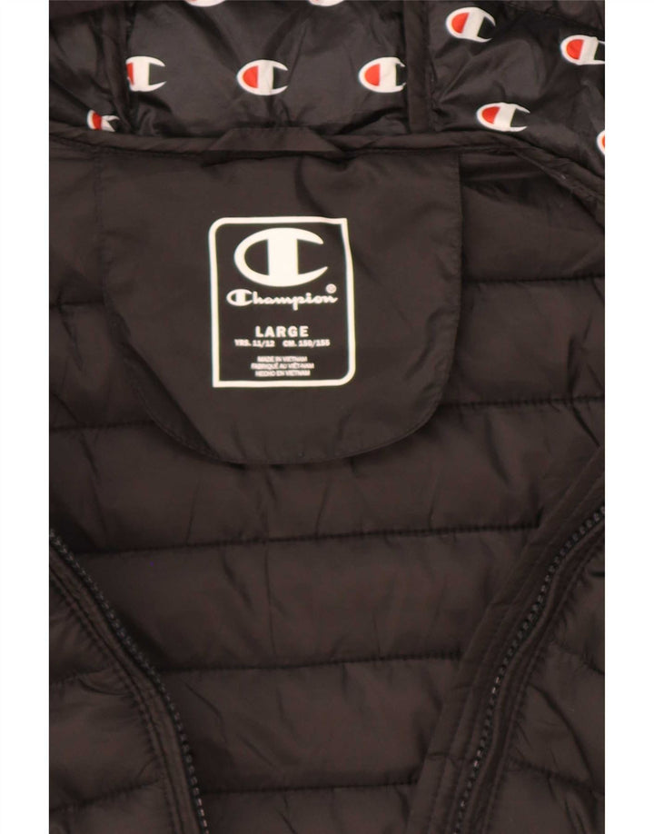 Champion Veste matelassée à capuche pour garçon 11-12 ans Large Noir Polyester