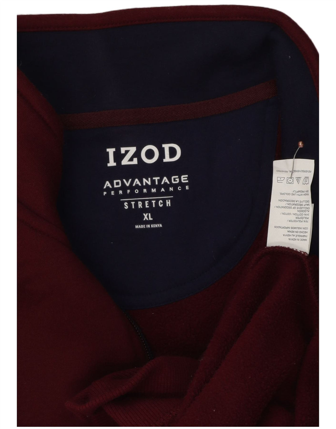 IZOD Sweat col zippé homme XL bordeaux polyester