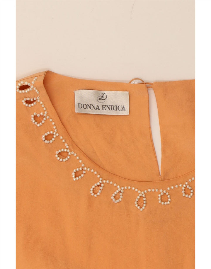 DONNA ENRICA Womens Blouse Top UK 16 Large Orange Vintage Donna Enrica and Second-Hand Donna Enrica from Messina Hembry 