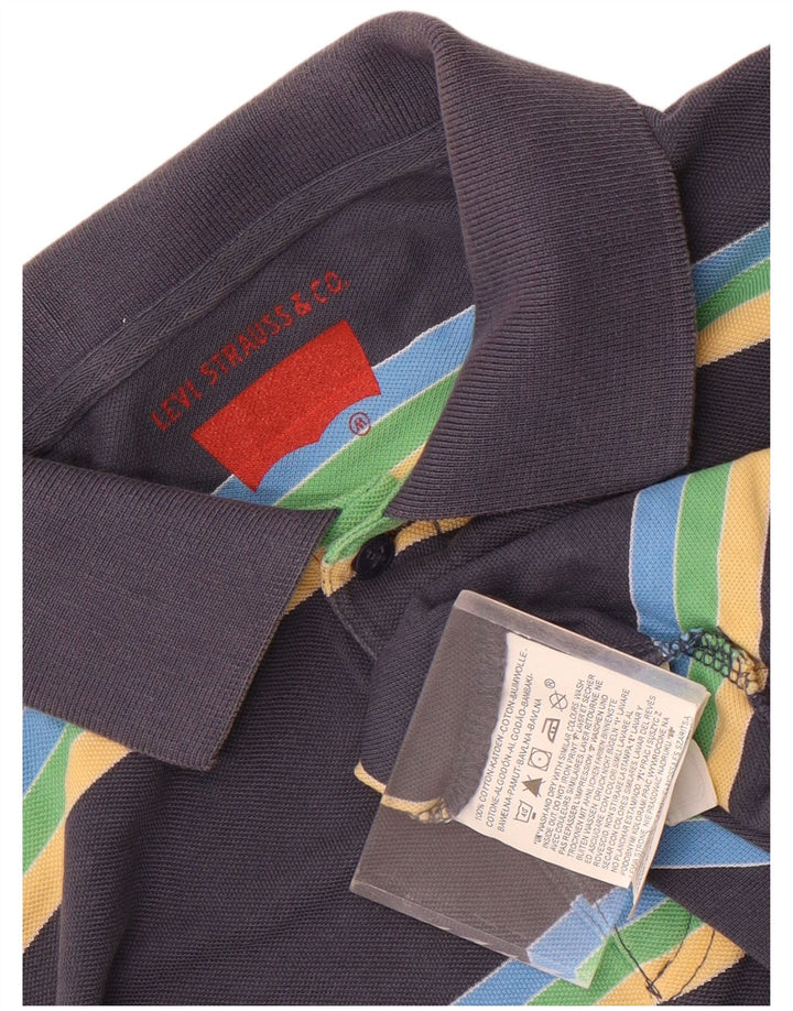 Levi's Polo à Manches Longues Homme Bleu Marine Rayé Coton