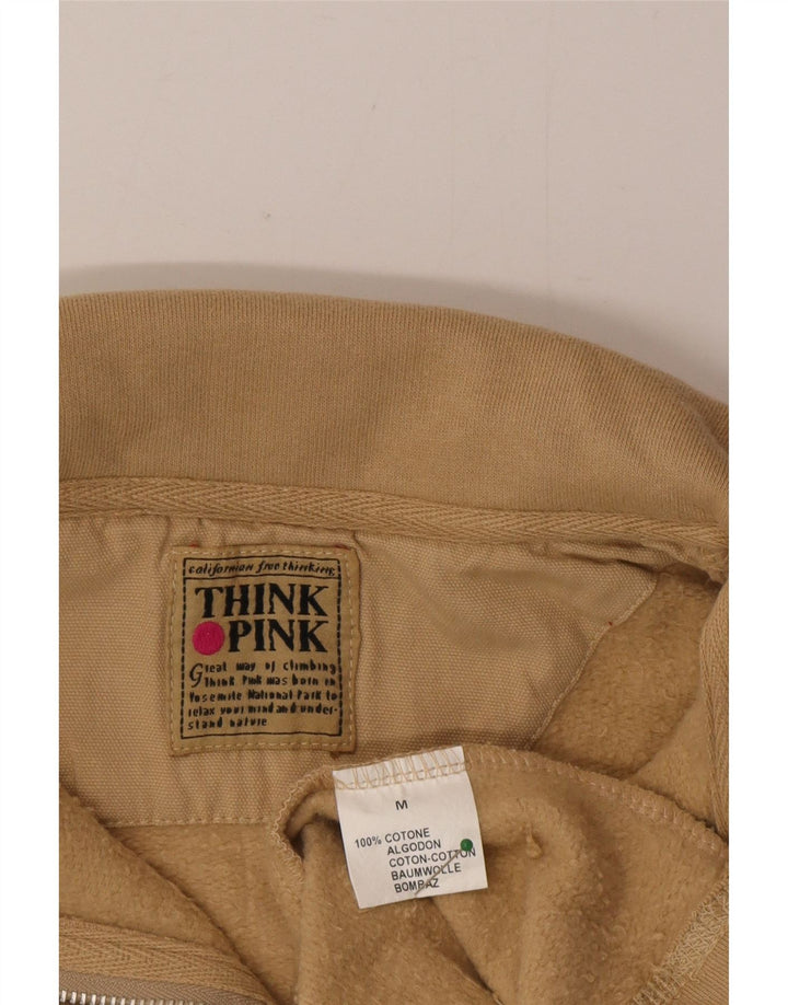 Think Pink Sweat-Shirt Col Zippé Homme Coton Beige Moyen