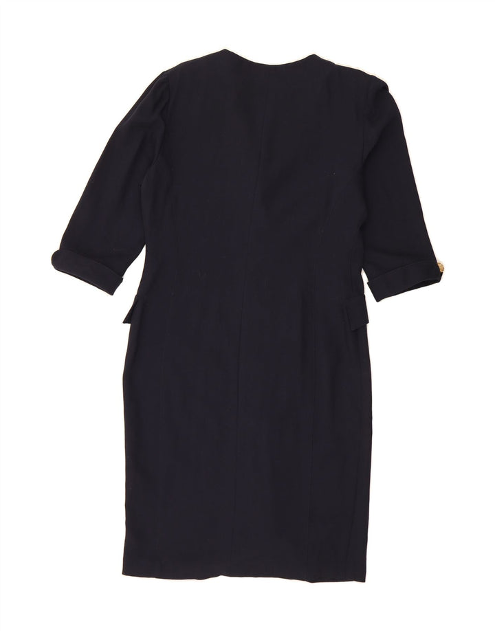 MIMMINA Womens 3/4 Sleeve Sheath Dress UK 14 Medium Navy Blue Vintage MIMMINA and Second-Hand MIMMINA from Messina Hembry 