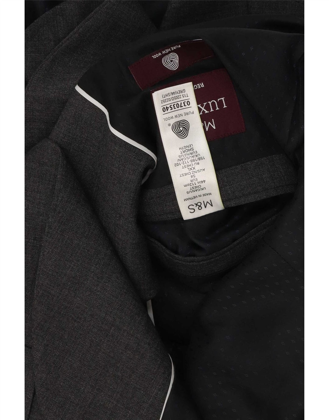 Marks & Spencer Veste blazer à 2 boutons pour homme Taille 44 2XL Gris Laine vierge