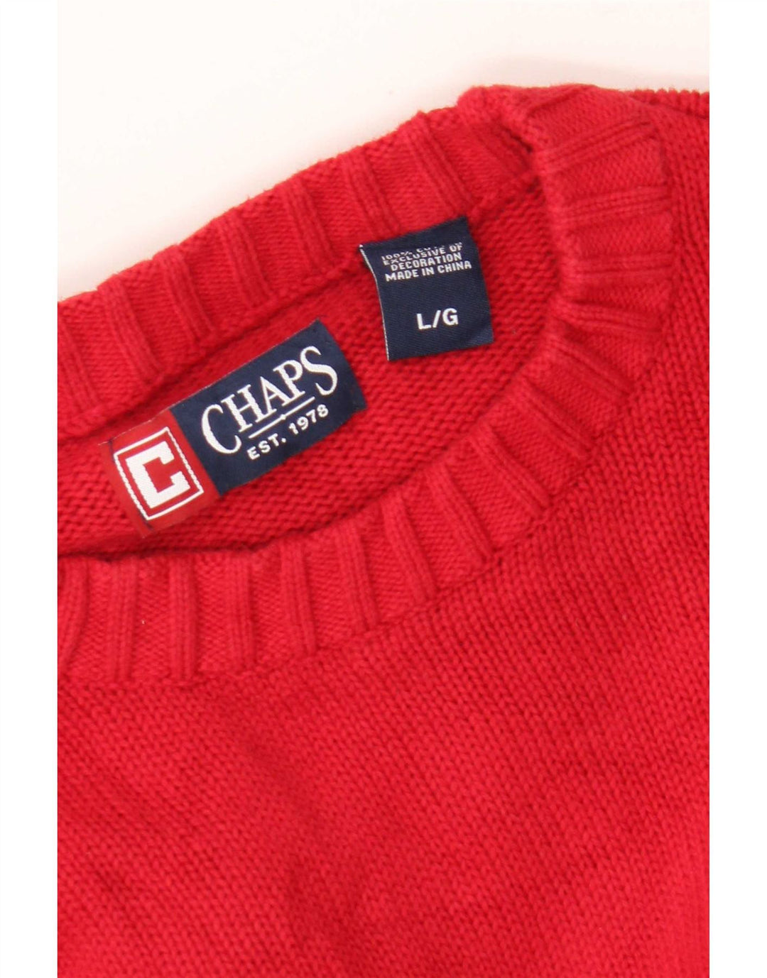 Chaps Pull à col rond pour homme en coton rouge Large