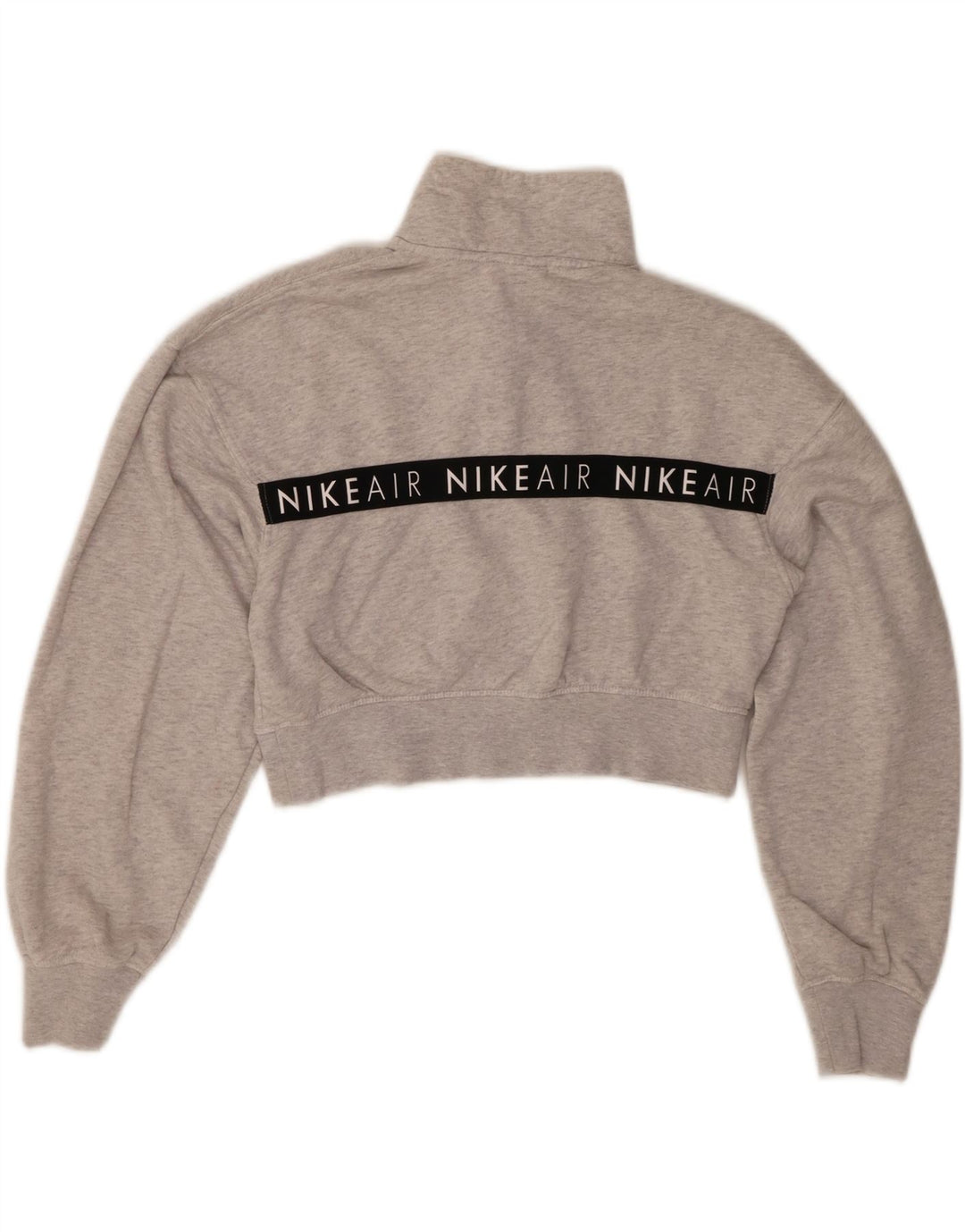 Nike Womens Graphic Crop Sweatshirt Jumper UK 6 XS Gris Coton