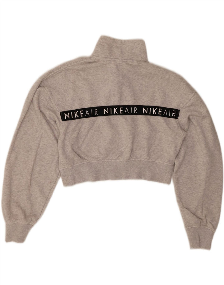 Nike Womens Graphic Crop Sweatshirt Jumper UK 6 XS Gris Coton
