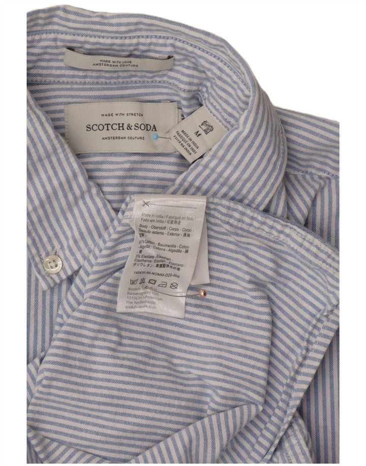 SCOTCH & SODA Chemise Homme Bleu Moyen à Fines Rayures en Coton