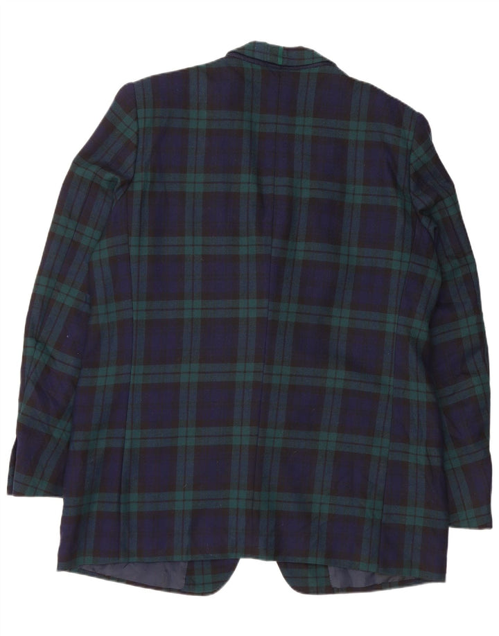 AQUASCUTUM Veste blazer à 3 boutons pour homme UK 40 Grand carreaux bleu marine