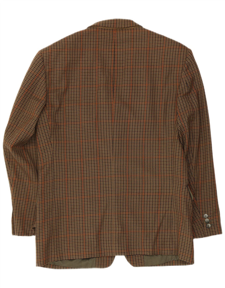 vintage Mens 2 Bouton Blazer Veste UK 38 Pied-de-poule Brun Moyen