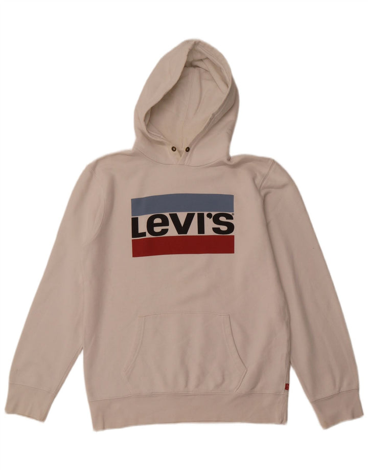 Levi's Pull à Capuche Graphique Homme Blanc Coton Large