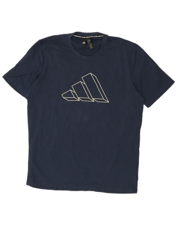 Adidas Mens Graphic T-Shirt Top Large Bleu Marine Coton