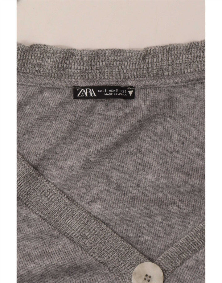 Zara Womens Crop Oversize Cardigan Pull UK 10 Petit Gris