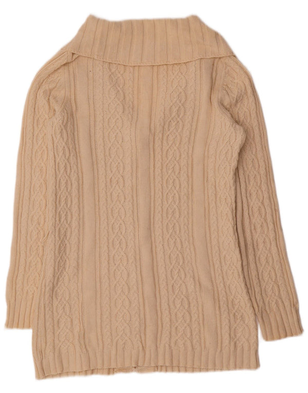 Eddie Bauer Pull cardigan long pour femme UK 10 Petit coton beige