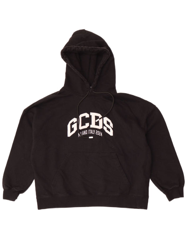 GCDS Pull à capuche graphique coupe ample pour homme XS en coton noir