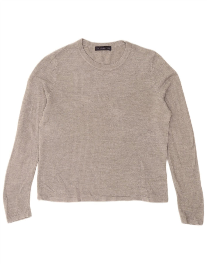 Marks & Spencer Pull à col rond pour femme UK 14 Acrylique gris moyen