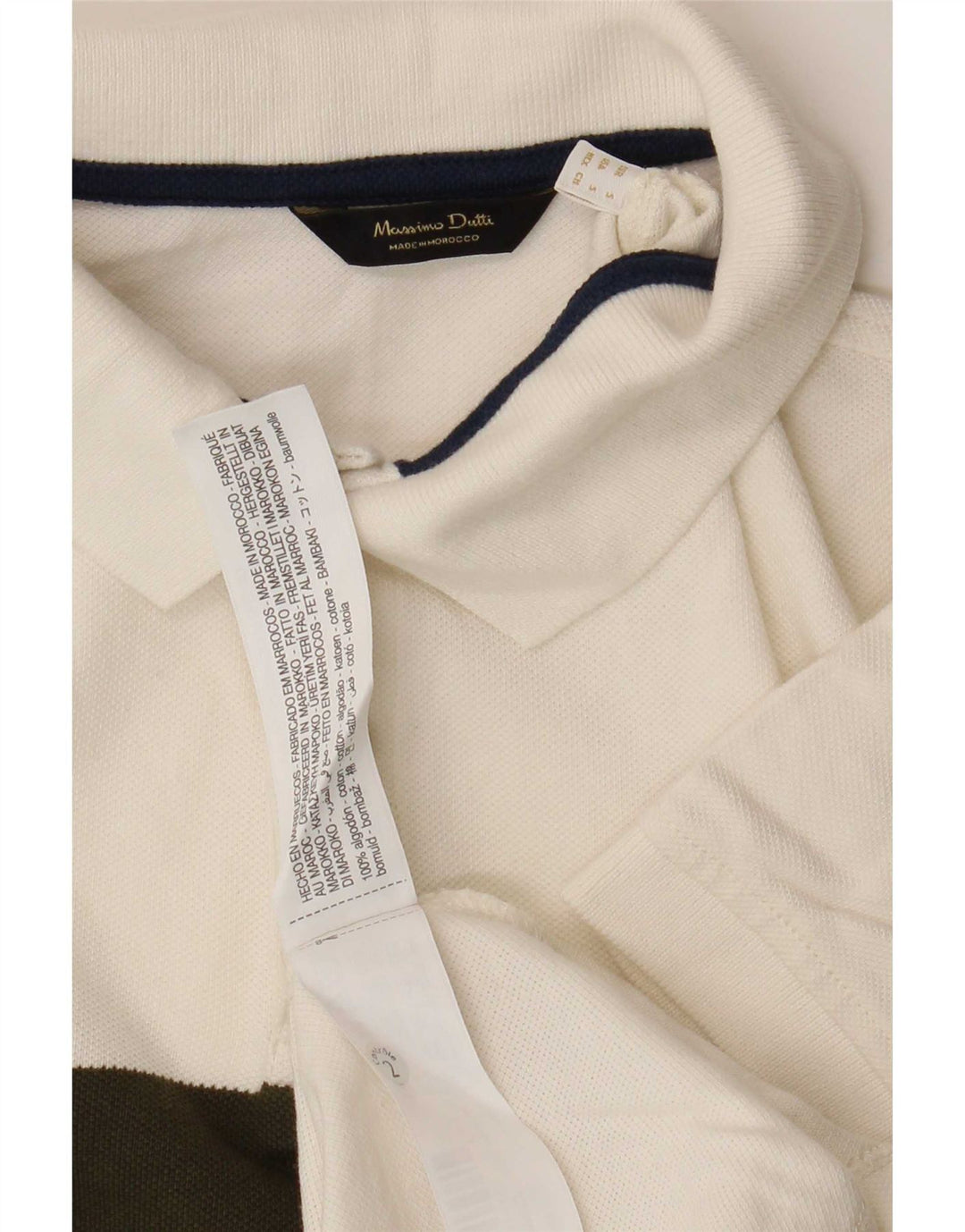 Massimo Dutti Polo Homme Petit Blanc Colorblock Coton