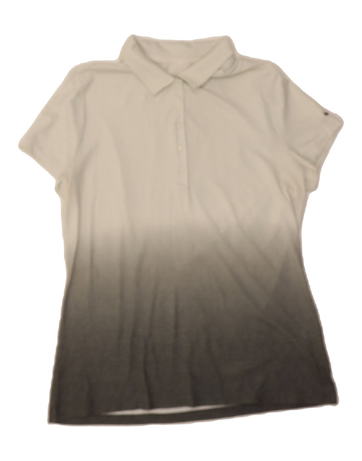 NIKE Womens Dri Fit Polo Shirt UK 16 Large White Colourblock Polyester Vintage Nike and Second-Hand Nike from Messina Hembry 